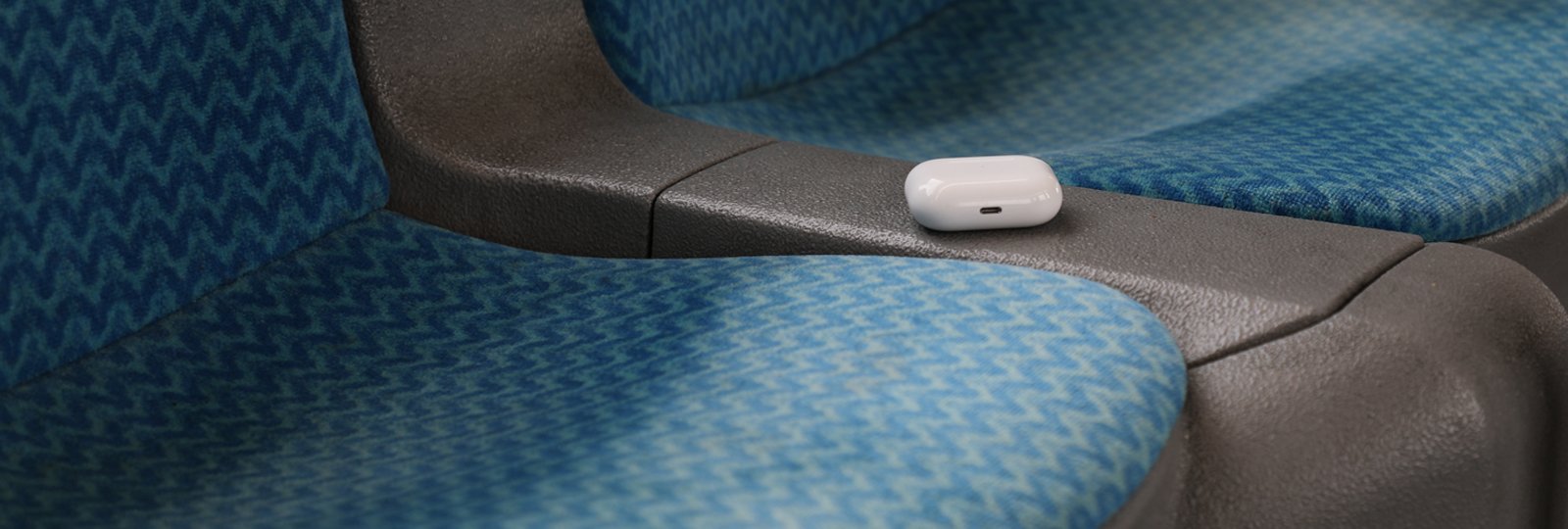 ear pods on a seat in a bus